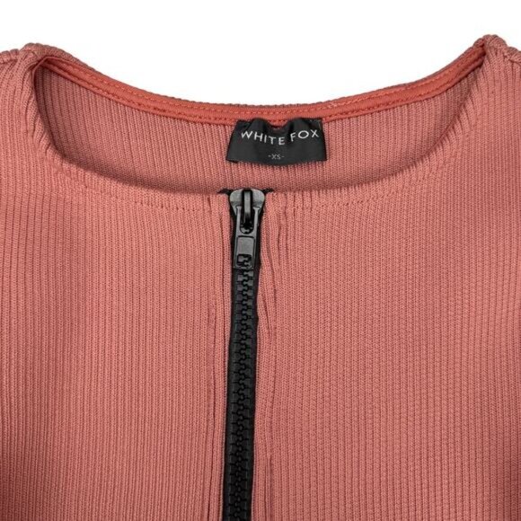 WHITE FOX Real Thing Knit Zip Front Crop Top Size XS Terracotta - Picture 3 of 5